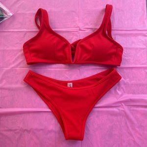 red shein bikini set